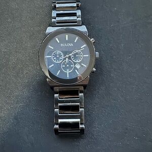 Bulova Dark Gray Chronograph Watch first women’s wrist